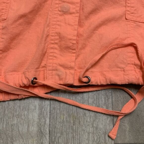 Torrid Linen Blend Utility Military Style Drawstring Snap Button Hooded Jacket - Picture 6 of 6